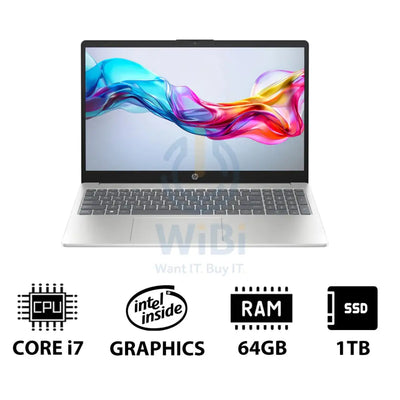 HP 15-FD0144NE - 15.6’’ FHD / i7 / 64GB / 1TB (NVMe M.2 SSD) / DOS (Without OS) / 1YW / Natural Silver - Laptop Laptops