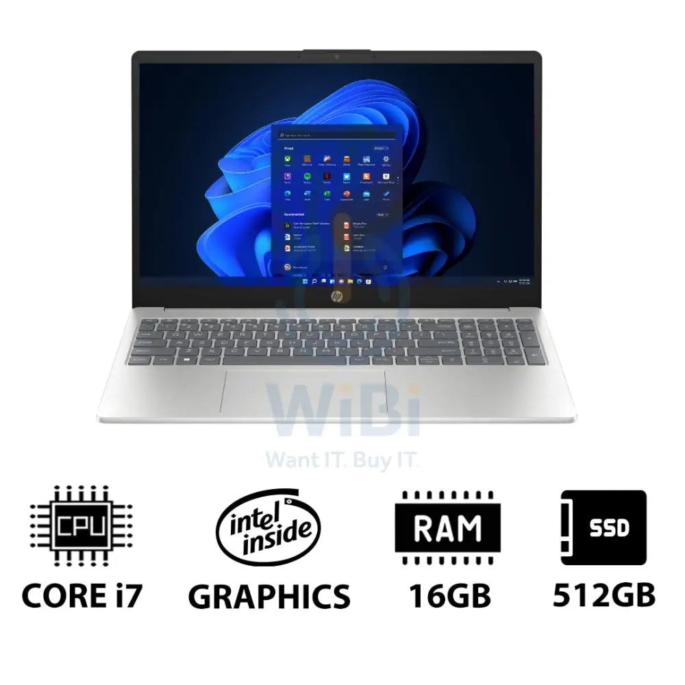 HP 15-FD0146NE - 15.6’’ FHD / i7 / 16GB / 512GB (NVMe M.2 SSD) / Win 11 Pro / 1YW / Natural Silver - Laptop Laptops