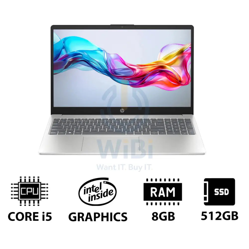 HP 15-FD0149NE - 15.6’’ FHD / i5 / 8GB / 512GB (NVMe M.2 SSD) / DOS (Without OS) / 1YW / Natural Silver - Laptop Laptops