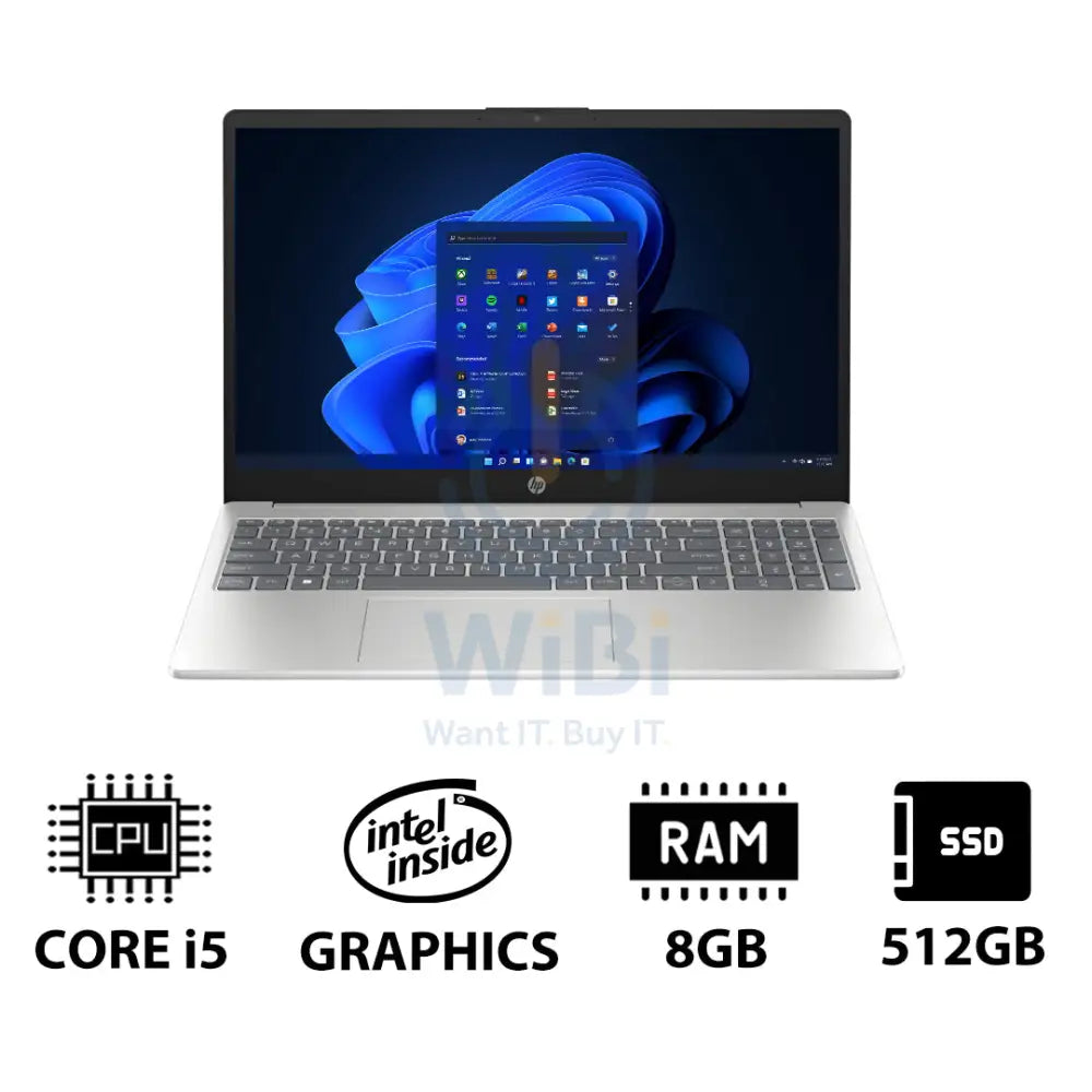 إتش بي 15-FD0149NE - 15.6 بوصة FHD / آي 5 / 8 جيجابايت / 512 جيجابايت (NVMe م.2 إس إس دي) / ويندوز 11 برو / ضمان سنة / فضي - لابتوب لابتوبات