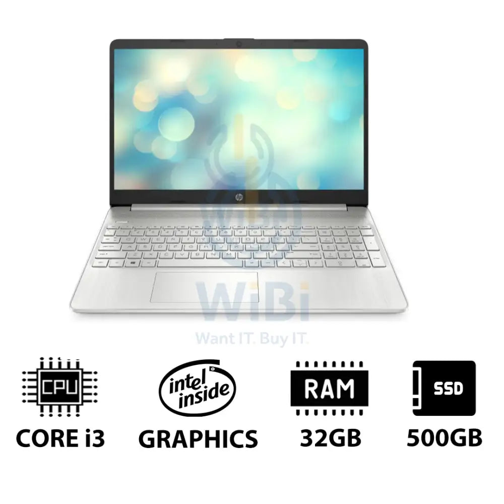 HP 15S-FQ5210NE - 15.6’’ FHD / i3 / 32GB / 500GB (NVMe M.2 SSD) / DOS (Without OS) / 1YW / Natural silver - Laptop