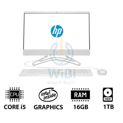 HP 200 G4 AIO PC - i5 / 16GB / 1TB HDD / 21.5’’ FHD Non-Touch / DOS (Without OS) / 1YW / Snow White - Desktop Desktop &