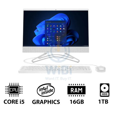 HP 200 G4 AIO PC - i5 / 16GB / 1TB HDD / 21.5’’ FHD Non-Touch / Win 11 Pro / 1YW / Snow White - Desktop Desktop &