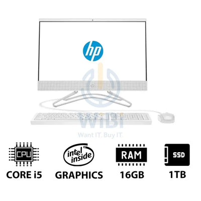 HP 200 G4 AIO PC - i5 / 16GB / 1TB (NVME M.2 SSD) / 21.5’’ FHD Non-Touch / DOS (Without OS) / 1YW / Snow White