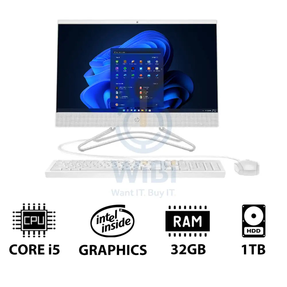 HP 200 G4 AIO PC - i5 / 32GB / 1TB HDD / 21.5’’ FHD Non-Touch / Win 11 Pro / 1YW / Snow White - Desktop Desktop &