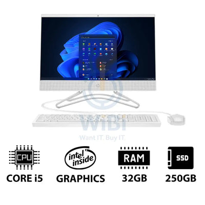 HP 200 G4 AIO PC - i5 / 32GB / 250GB (NVME M.2 SSD) / 21.5’’ FHD Non-Touch / Win 11 Pro / 1YW / Snow White - Desktop