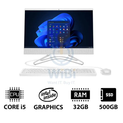 HP 200 G4 AIO PC - i5 / 32GB / 500GB (NVME M.2 SSD) / 21.5’’ FHD Non-Touch / Win 11 Pro / 1YW / Snow White - Desktop