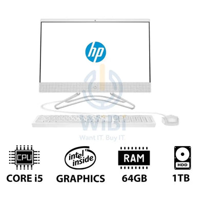 HP 200 G4 AIO PC - i5 / 64GB / 1TB HDD / 21.5’’ FHD Non-Touch / DOS (Without OS) / 1YW / Snow White - Desktop Desktop &