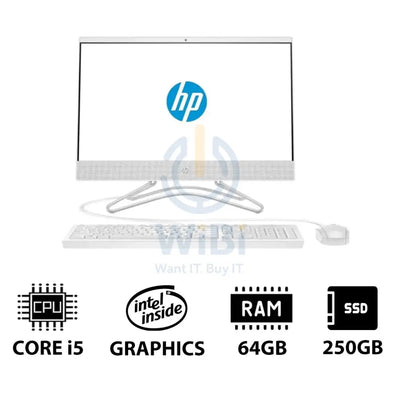 HP 200 G4 AIO PC - i5 / 64GB / 250GB (NVME M.2 SSD) / 21.5’’ FHD Non-Touch / DOS (Without OS) / 1YW / Snow White