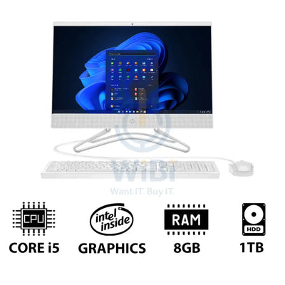 HP 200 G4 AIO PC - i5 / 8GB / 1TB HDD / 21.5’’ FHD Non-Touch / Win 11 Pro / 1YW / Snow White - Desktop Desktop &