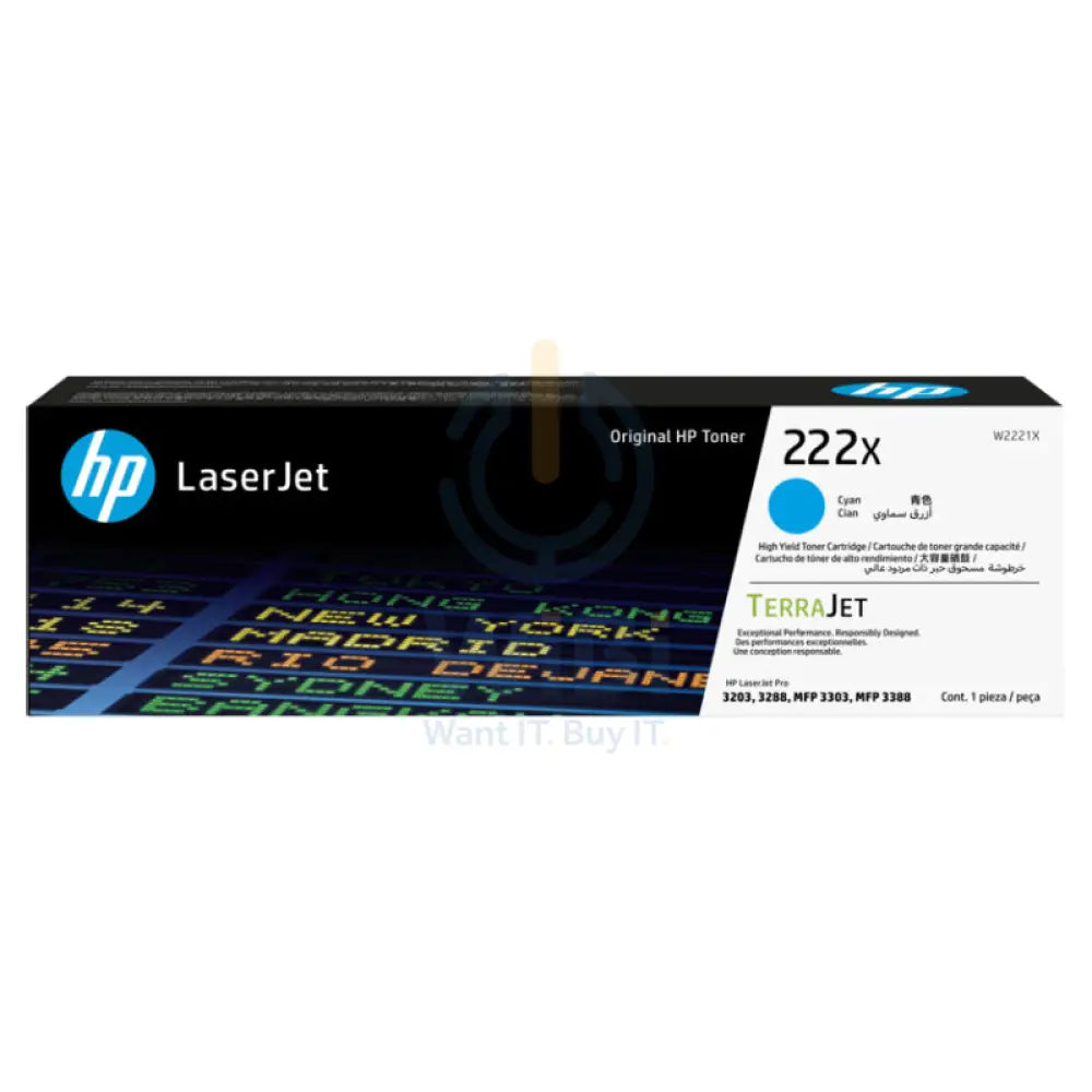 إتش بي 222X أزرق سماوي  ليزر جت حبر خرطوشة - 2500 صفحات / أزرق سماوي لون  حبر خرطوشة اكسسوارات > طابعات  و