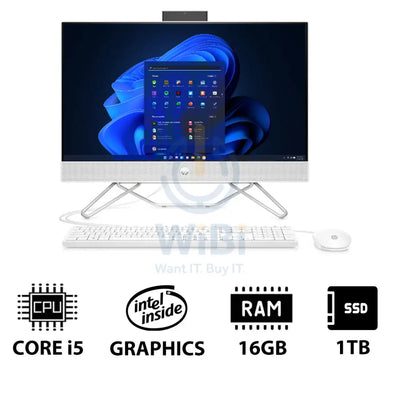 HP 24-CB1339NE AIO PC - i5 / 16GB / 1TB (NVMe M.2 SSD) / 23.8’’ FHD Non-Touch / Win 11 Pro / 1YW / Starry White