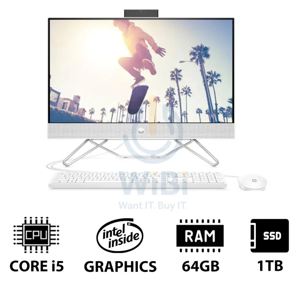 HP 24-CB1339NE AIO PC - i5 / 64GB / 1TB (NVMe M.2 SSD) / 23.8’’ FHD Non-Touch / DOS (Without OS) / 1YW / Starry White