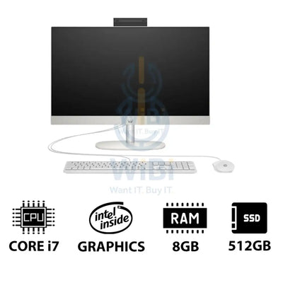 HP 24-CR0040NE AIO PC - 23.8’’ FHD Non-Touch / i7 / 8GB / 512GB (NVMe M.2 SSD) / DOS (Without OS) / 1YW / Shell White