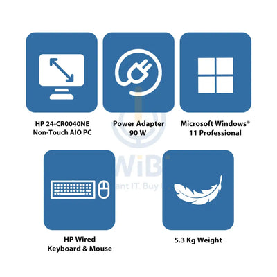 HP 24-CR0040NE AIO PC - 23.8’’ FHD Non-Touch / i7 / 8GB / 512GB (NVMe M.2 SSD) / Win 11 Pro / 1YW / Shell White
