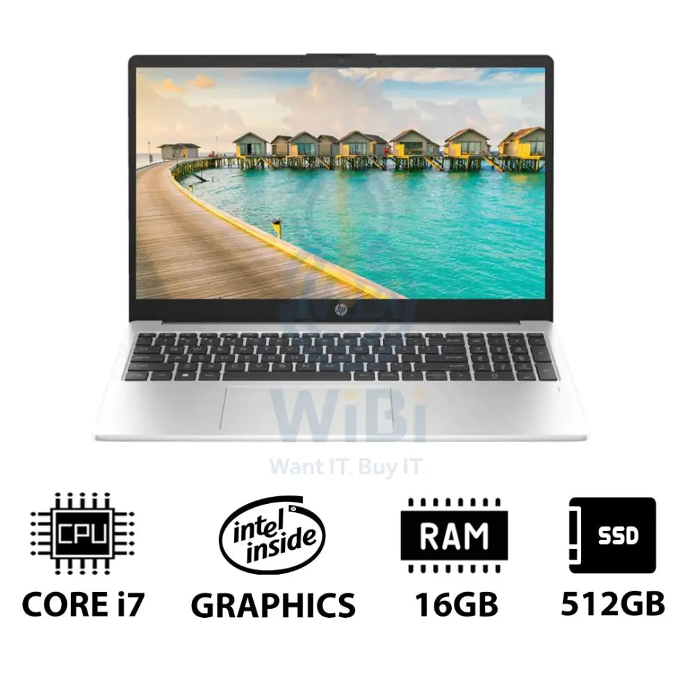 إتش بي 250 إتش بي  جي10 15.6 بوصة FHD / آي 7 1355U / 16 جيجابايت / 512 جيجابايت (NVMe إس إس دي 15.6 بوصة FHD) / دوس (بدون نظام تشغيل) / ضمان سنة / فضي لابتوب لابتوبات
