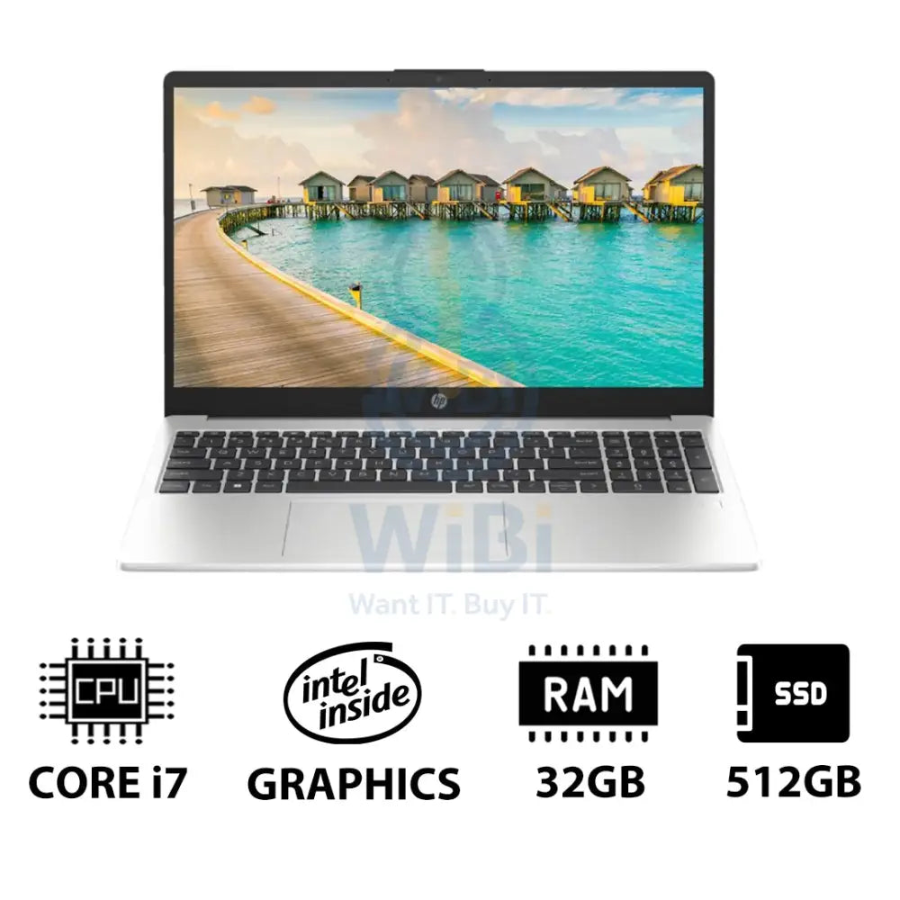 إتش بي 250 إتش بي  جي10 15.6 بوصة FHD / آي 7 1355U / 32 جيجابايت / 512 جيجابايت (NVMe إس إس دي 15.6 بوصة FHD) / دوس (بدون نظام تشغيل) / ضمان سنة / فضي لابتوب لابتوبات