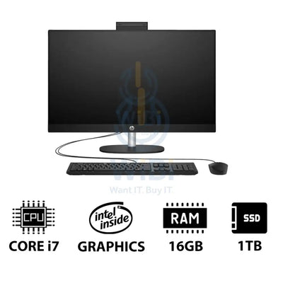 HP 27-CR0011NE AIO PC - i7 / 16GB / 1TB (NVMe M.2 SSD) / 27’’ FHD Touch / DOS (Without OS) / 1YW / Jet Black - Desktop