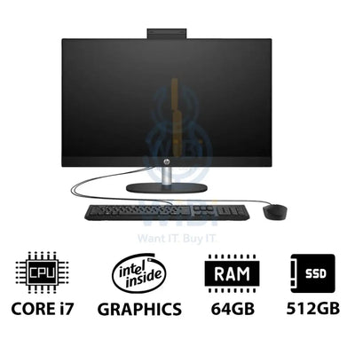 HP 27-CR0011NE AIO PC - i7 / 64GB / 512GB (NVMe M.2 SSD) / 27’’ FHD Touch / DOS (Without OS) / 1YW / Jet Black
