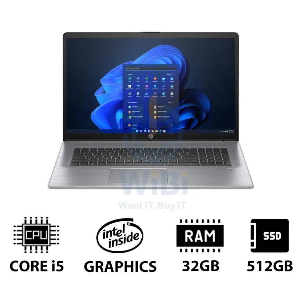 HP 470 G10 - 17.3’’ FHD / i5 / 32GB / 512GB (NVMe M.2 SSD) / Win 11 Pro / 1YW - Laptop Laptops