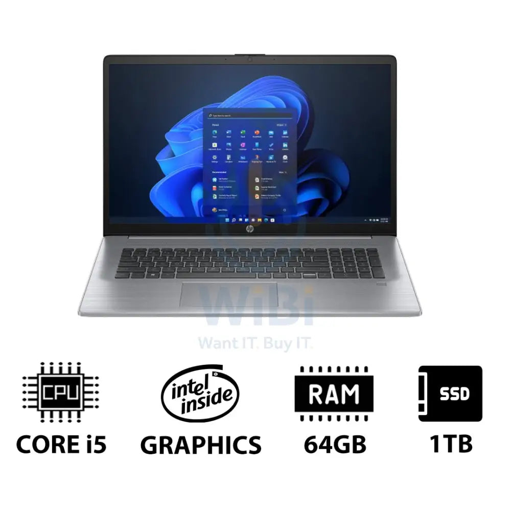 HP 470 G10 - 17.3’’ FHD / i5 / 64GB / 1TB (NVMe M.2 SSD) / Win 11 Pro / 1YW - Laptop Laptops
