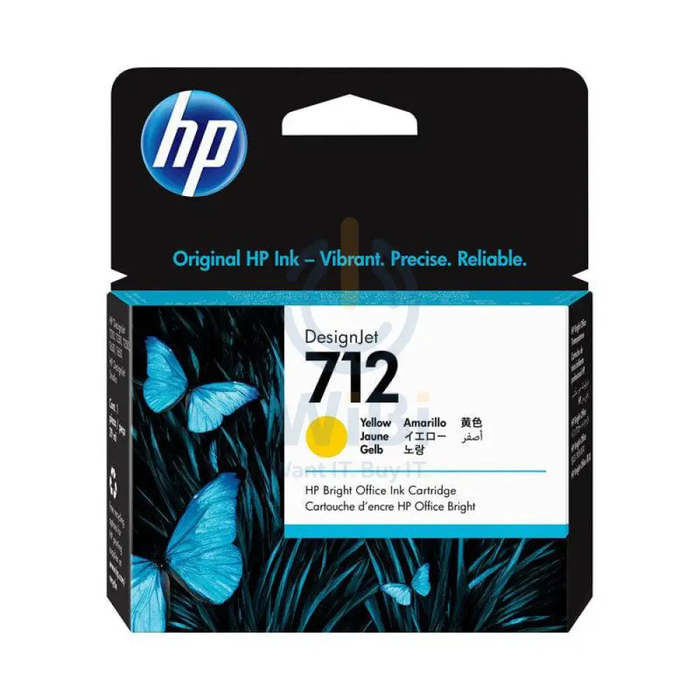 HP 712 Yellow DesignJet Ink Cartridge - 29 ml / Yellow Color / Ink Cartridge