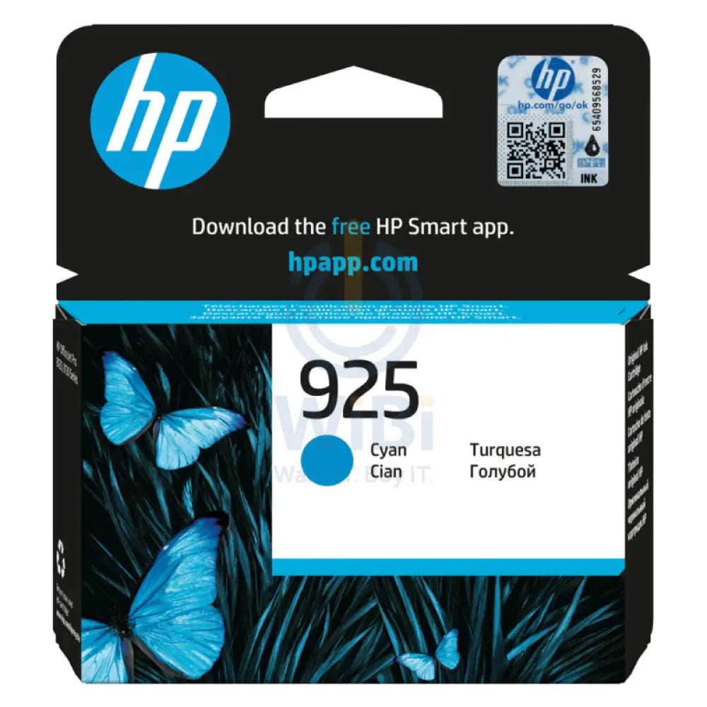 HP 925 Cyan Original Ink Cartridge - 400 Pages / Cyan / Ink Cartridge Accessories > Printers & Scanners > Printers >