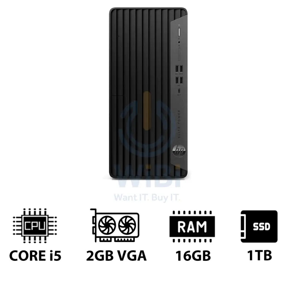 HP Elite Tower 800 G9 - i5 / 16GB / 1TB (NVMe M.2 SSD) / 2GB VGA / Win 10 Pro / 1YW - Desktop Desktop & All-In-One PCs