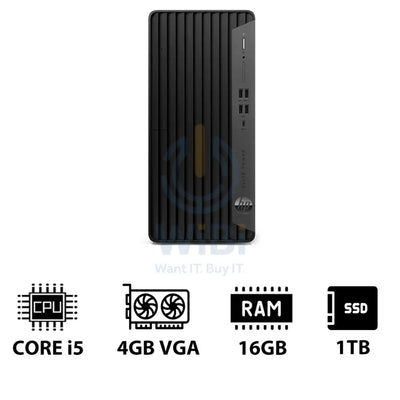 HP Elite Tower 800 G9 - i5 / 16GB / 1TB (NVMe M.2 SSD) / 4GB VGA / Win 10 Pro / 1YW - Desktop Desktop & All-In-One PCs