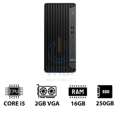 HP Elite Tower 800 G9 - i5 / 16GB / 250GB (NVMe M.2 SSD) / 2GB VGA / Win 10 Pro / 1YW - Desktop Desktop & All-In-One