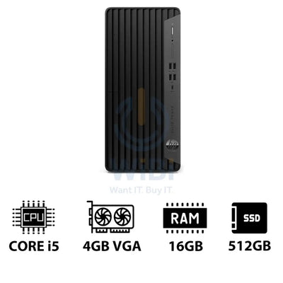 HP Elite Tower 800 G9 - i5 / 16GB / 512GB (NVMe M.2 SSD) / 4GB VGA / Win 10 Pro / 1YW - Desktop Desktop & All-In-One