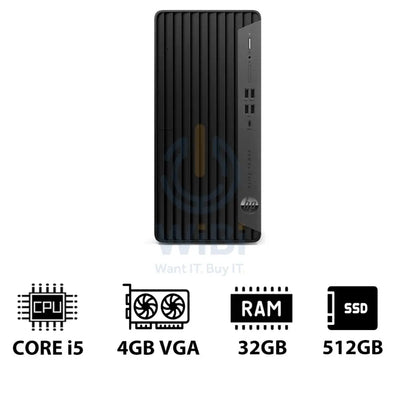 HP Elite Tower 800 G9 - i5 / 32GB / 512GB (NVMe M.2 SSD) / 4GB VGA / Win 10 Pro / 1YW - Desktop Desktop & All-In-One
