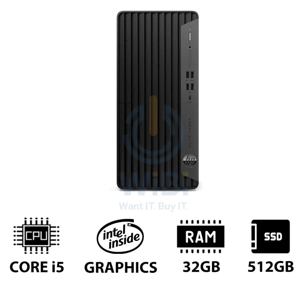 HP Elite Tower 800 G9 - i5 / 32GB / 512GB (NVMe M.2 SSD) / Win 10 Pro / 1YW - Desktop Desktop & All-In-One PCs >