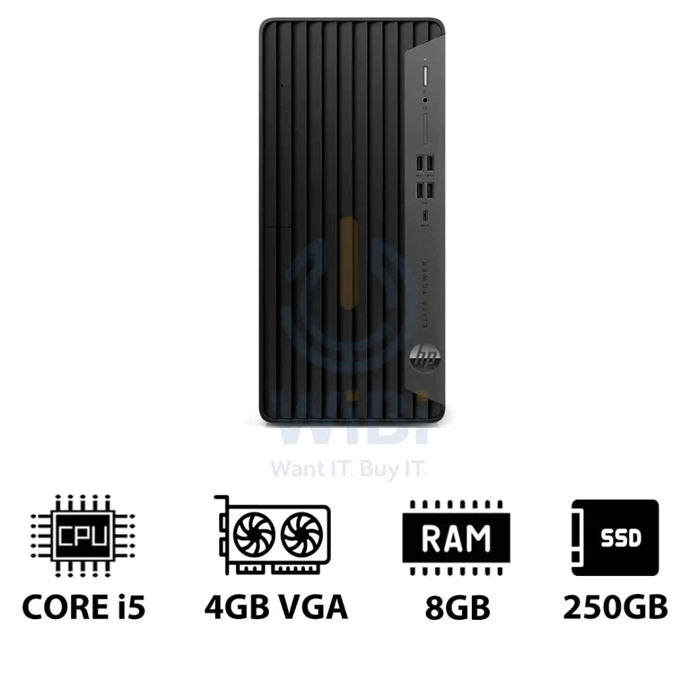 HP Elite Tower 800 G9 - i5 / 8GB / 250GB (NVMe M.2 SSD) / 4GB VGA / Win 10 Pro / 1YW - Desktop Desktop & All-In-One PCs