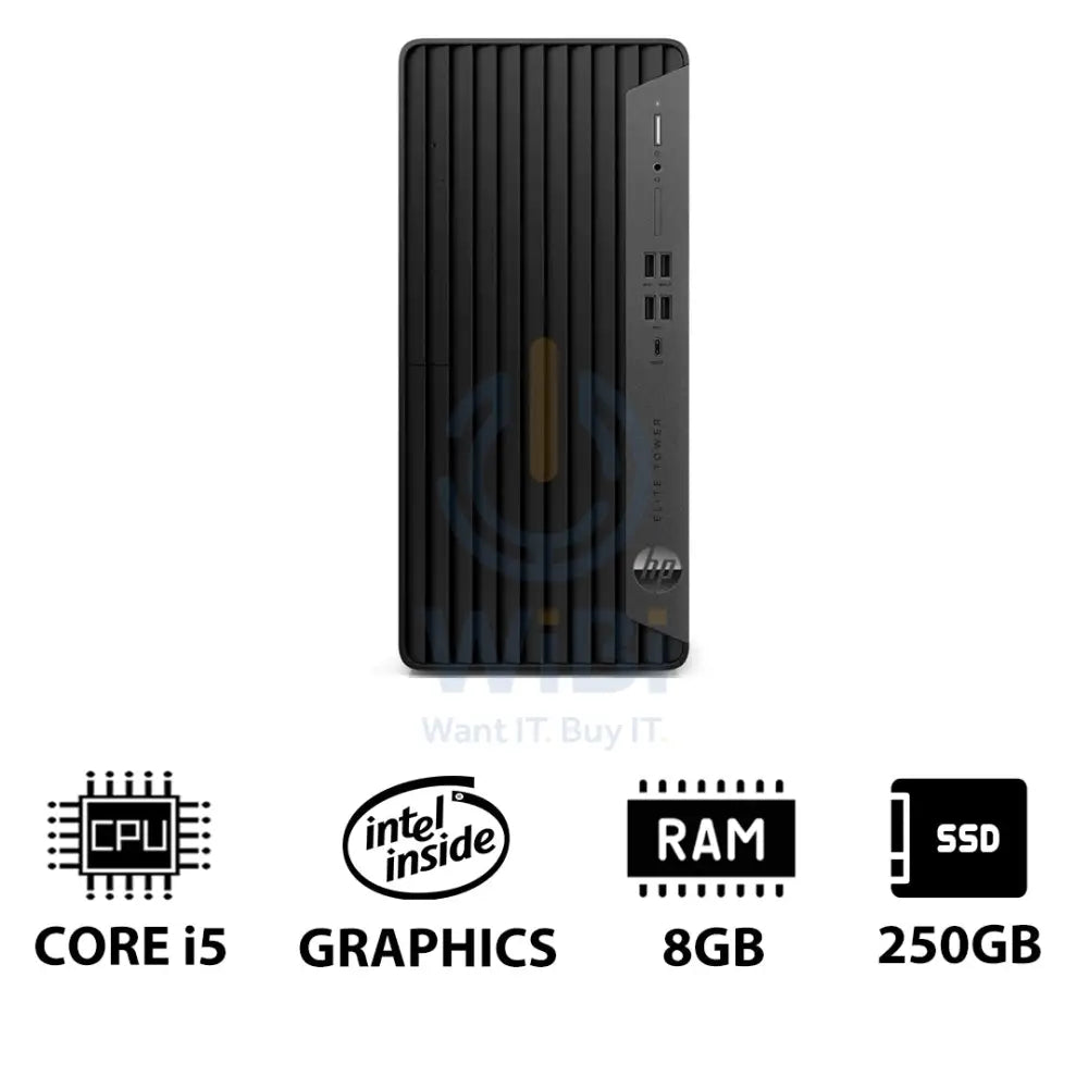 HP Elite Tower 800 G9 - i5 / 8GB / 250GB (NVMe M.2 SSD) / Win 10 Pro / 1YW - Desktop Desktop & All-In-One PCs > Desktop