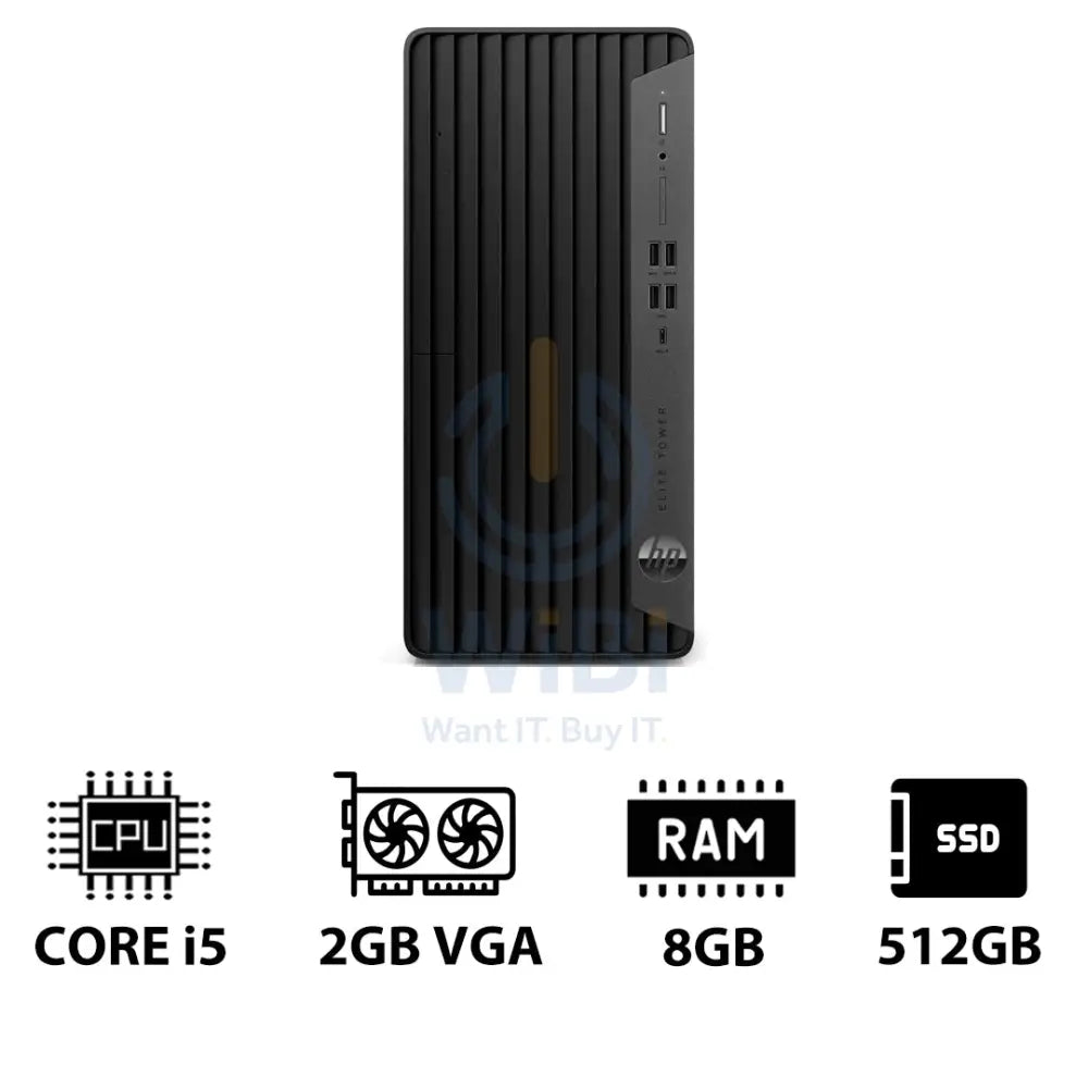 HP Elite Tower 800 G9 - i5 / 8GB / 512GB (NVMe M.2 SSD) / 2GB VGA / Win 10 Pro / 1YW - Desktop Desktop & All-In-One PCs