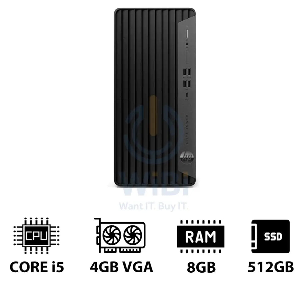 HP Elite Tower 800 G9 - i5 / 8GB / 512GB (NVMe M.2 SSD) / 4GB VGA / Win 10 Pro / 1YW - Desktop Desktop & All-In-One PCs