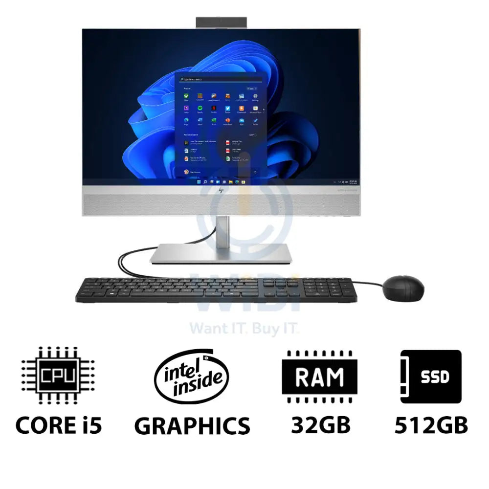 HP EliteOne 840 G9 AIO PC - 23.8’’ FHD Non-Touch / i5 / 32GB / 512GB (NVMe M.2 SSD) / Win 11 Pro / 1YW - Desktop