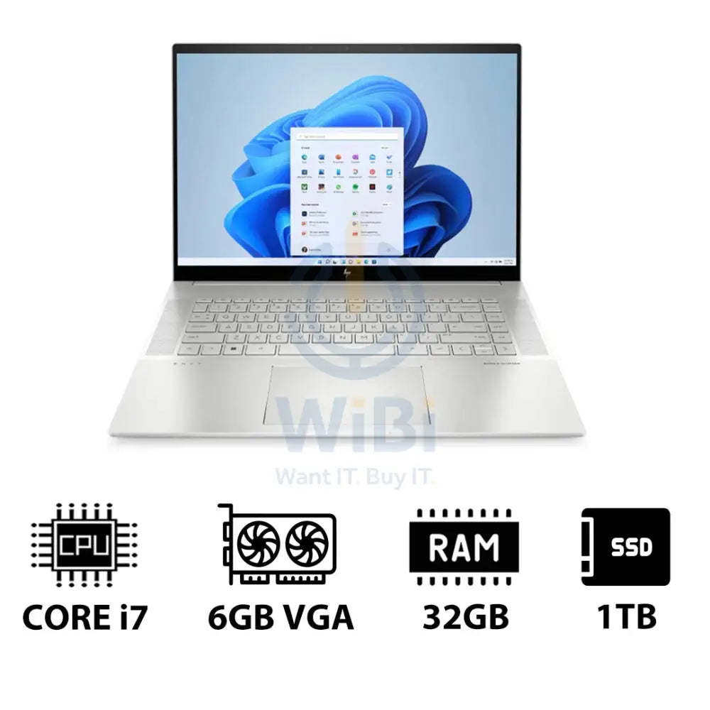 HP ENVY 16-H0056NE - 16’’ WQXGA / i7 / 32GB / 1TB (NVMe M.2 SSD) / RTX 3060 6GB VGA / Win 11 Home / 1YW / Natural