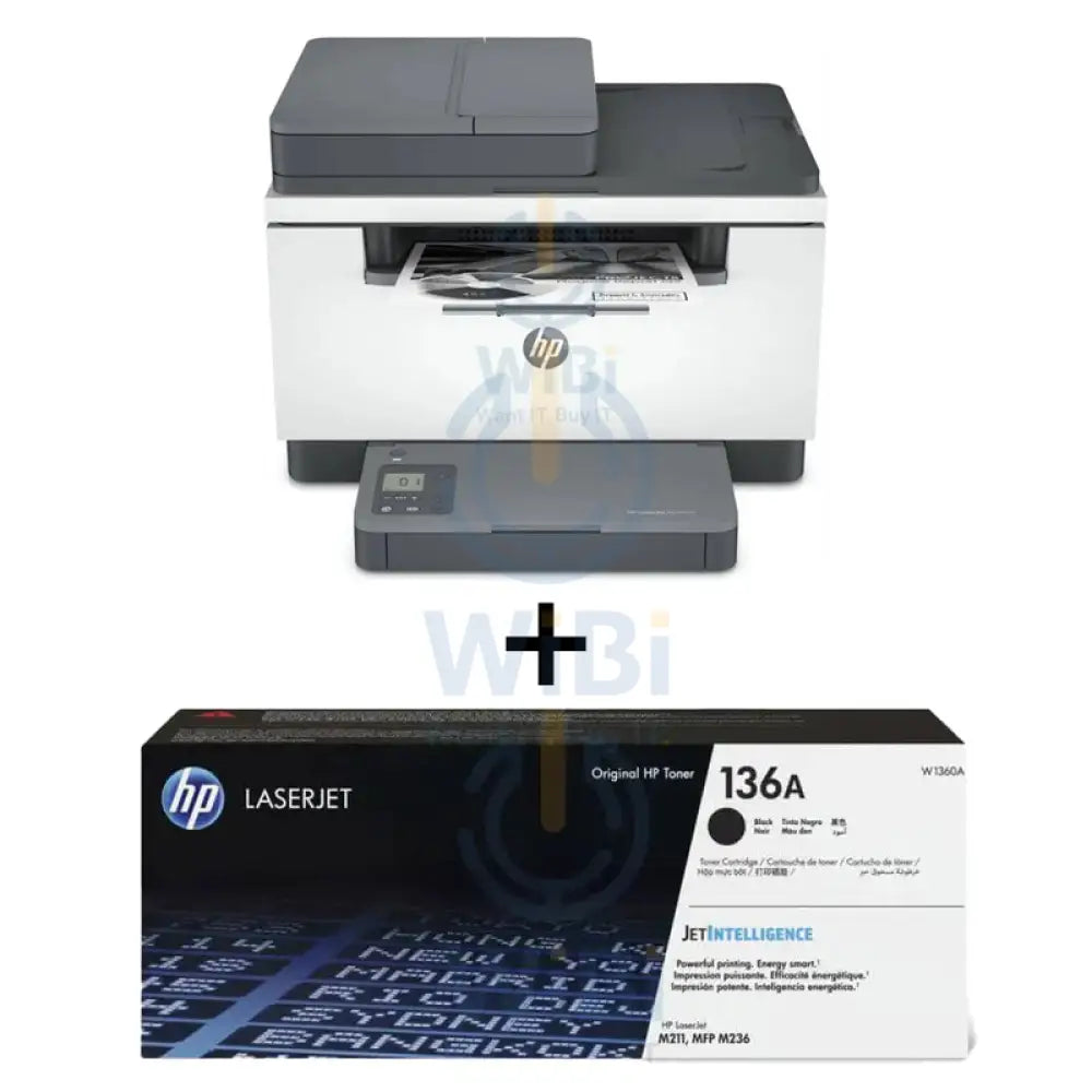 HP LaserJet MFP M236sdn - 29ppm / 600dpi / A4 / USB / LAN / Mono Laser - Printer + HP 136A Black Color - 1,150 Pages