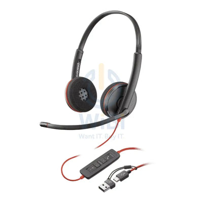 Poly Blackwire 3220 Stereo USB-C Headset - On-Ear / USB-C/A Adapter Accessories > Audio > Headphones