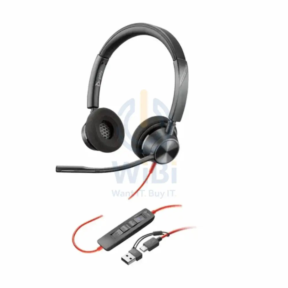 Poly Blackwire 3320 Stereo USB-C Headset - On-Ear / USB-C/A Adapter / (Microsoft Teams Certified) Accessories > Audio >