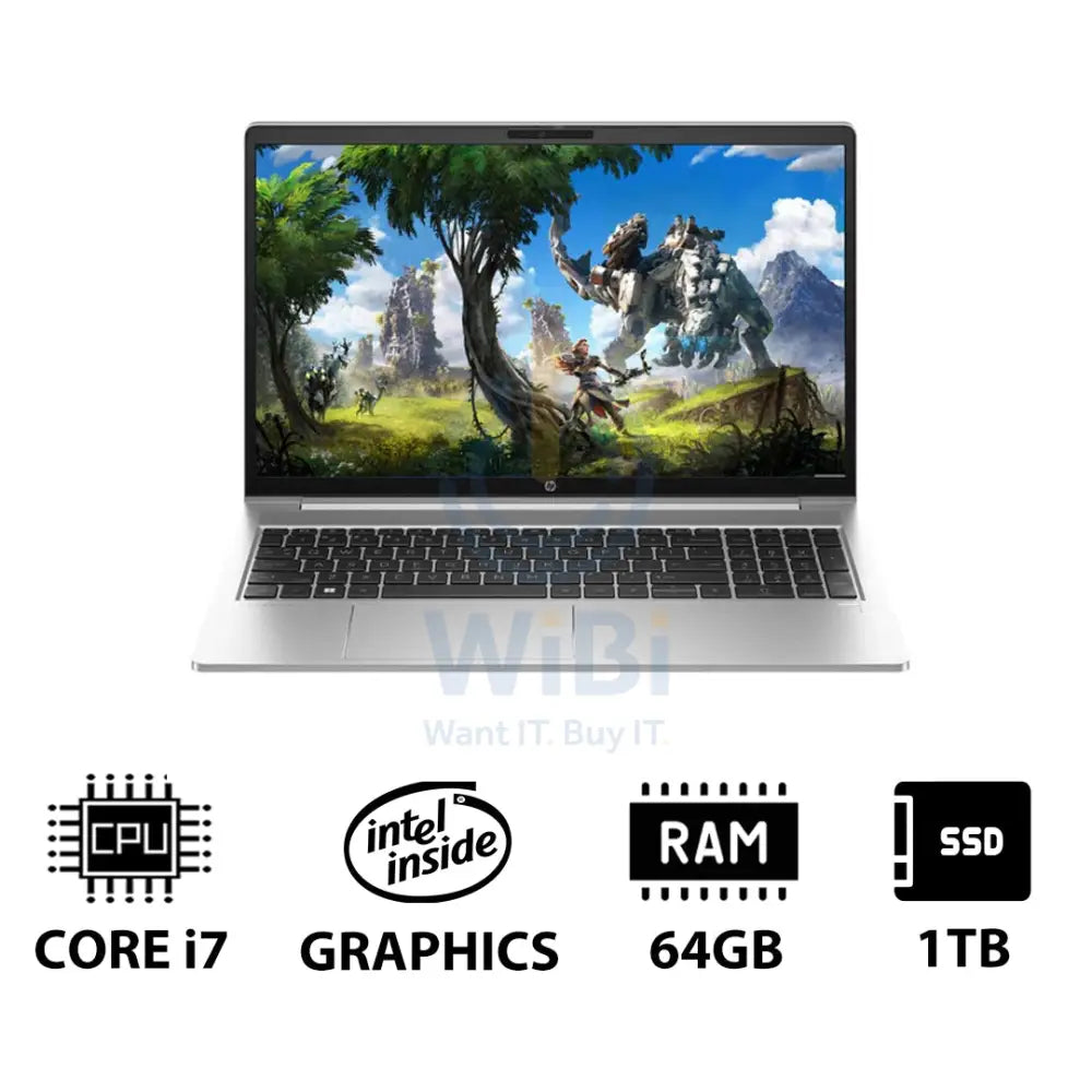 إتش بي برو بوك  جي10 - 15.6 بوصة FHD / آي 7 / 64 جيجابايت / 1 تيرابايت (NVMe م.2 إس إس دي) / دوس (بدون نظام تشغيل) / ضمان سنة - لابتوب لابتوبات