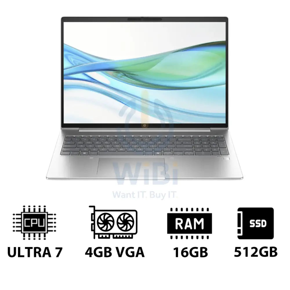 إتش بي برو بوك 460 G11 - 16 بوصة WUXGA / ألترا 7 155 هـ / 16 جيجابايت / 512 جيجابايت (NVMe م.2 إس إس دي) / 4 جيجابايت في جي إيه / دوس (بدون نظام تشغيل) / ضمان سنة / بايك