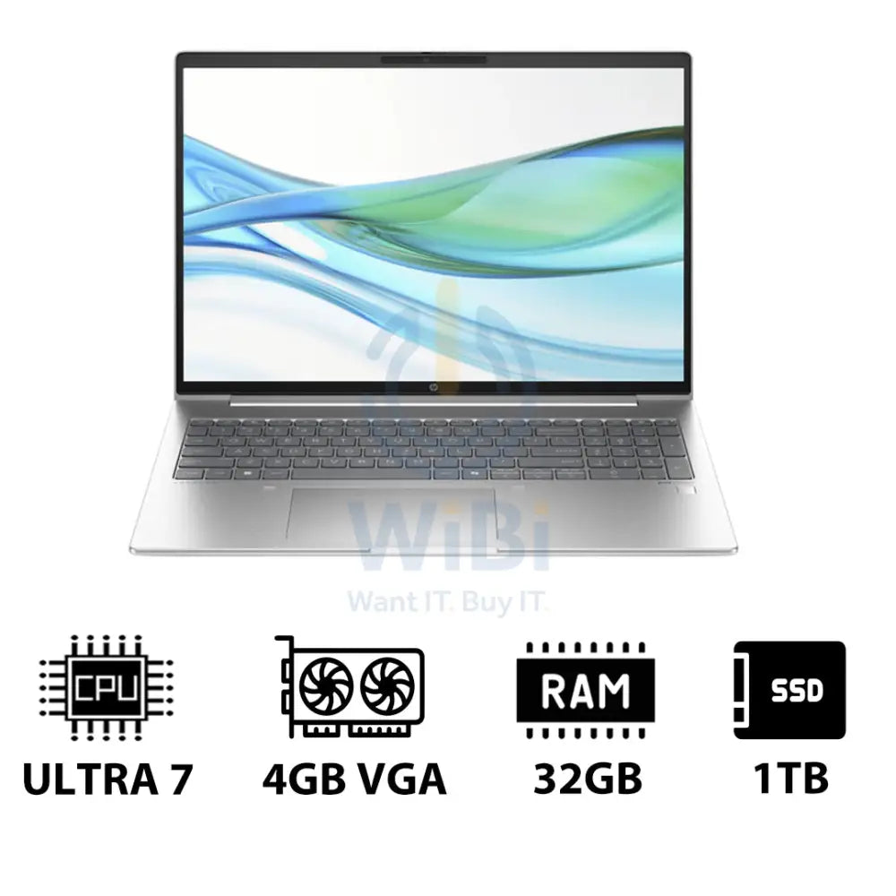 إتش بي برو بوك 460 G11 - 16 بوصة WUXGA / ألترا 7 155 هـ / 32 جيجابايت / 1 تيرابايت (NVMe م.2 إس إس دي) / 4 جيجابايت في جي إيه / دوس (بدون نظام تشغيل)  دوس (بدون نظام تشغيل) / ضمان سنة / بايك