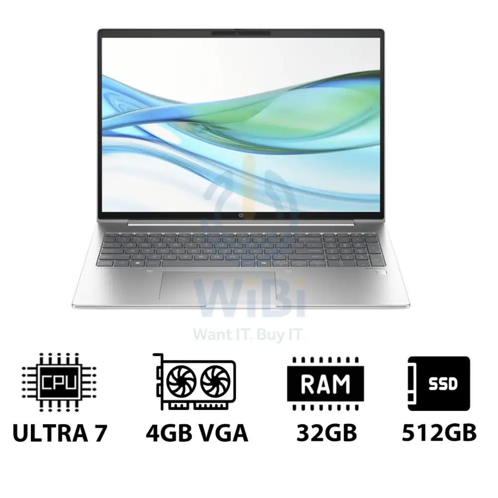 إتش بي برو بوك 460 G11 - 16 بوصة WUXGA / ألترا 7 155 هـ / 32 جيجابايت / 512 جيجابايت (NVMe م.2 إس إس دي) / 4 جيجابايت في جي إيه / دوس (بدون نظام تشغيل) / ضمان سنة / بايك