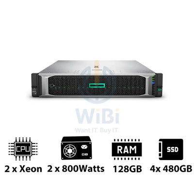 HP ProLiant DL380 G10 - 2x Xeon-2.40GHz / 2x 10-Cores / 128GB / 4x 480GB SSD / 2x 800Watts / Rack(2U) Server &