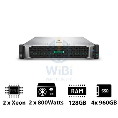 HP ProLiant DL380 G10 - 2x Xeon-2.40GHz / 2x 10-Cores / 128GB / 4x 960GB SSD / 2x 800Watts / Rack(2U) Server &