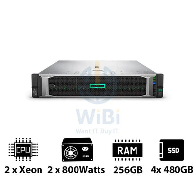 HP ProLiant DL380 G10 - 2x Xeon-2.40GHz / 2x 10-Cores / 256GB / 4x 480GB SSD / 2x 800Watts / Rack(2U) Server &