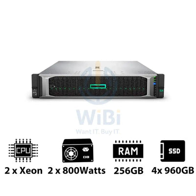 HP ProLiant DL380 G10 - 2x Xeon-2.40GHz / 2x 10-Cores / 256GB / 4x 960GB SSD / 2x 800Watts / Rack(2U) Server &